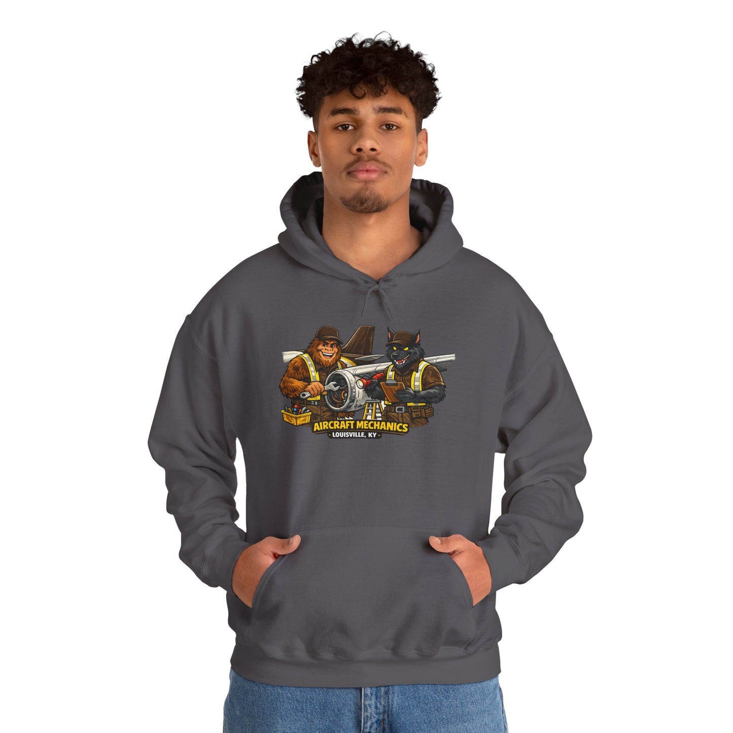 Aviation Mechanics Hoodie — Vintage Airplane Crew Pullover (Aircraft Mechanics, Engine Repair)