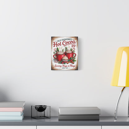 Hot Cocoa Wall Art Canvas — "Old Fashioned Hot Cocoa 25" Holiday Kitchen Sign
