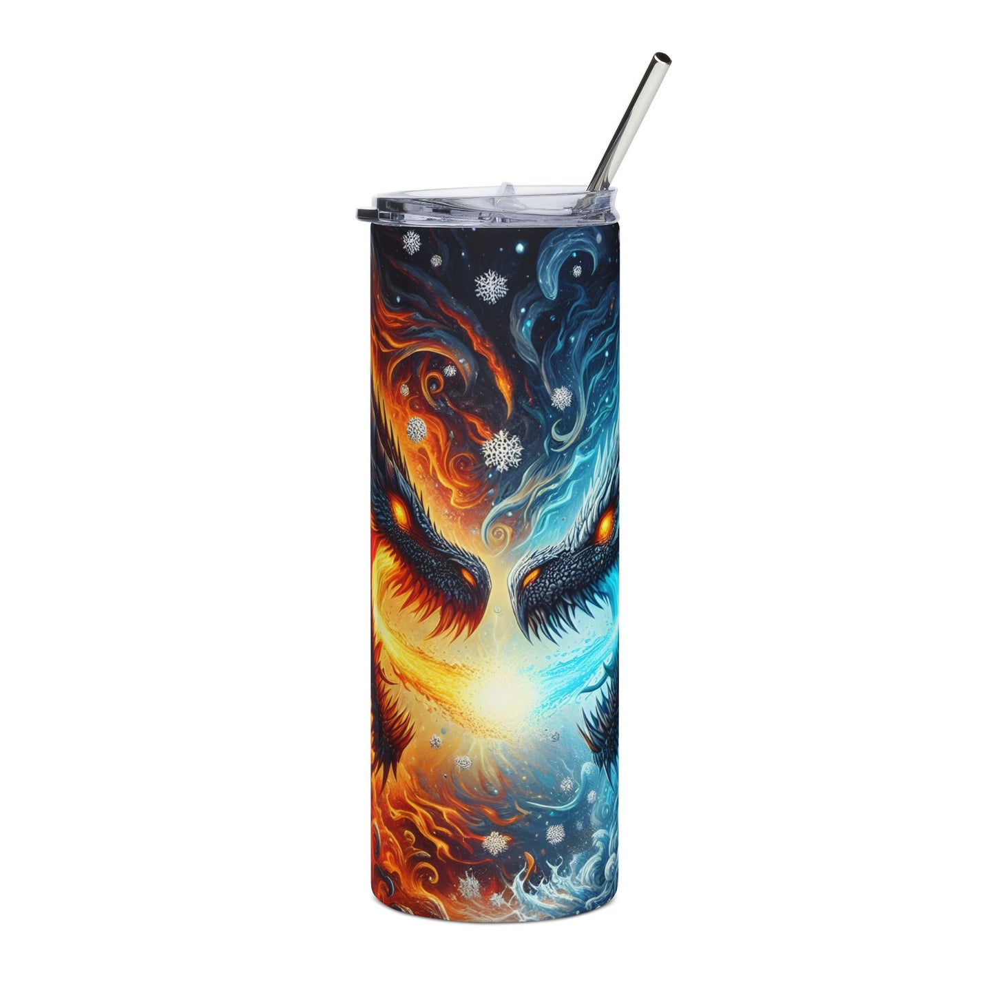 Fire and Ice Dragon Stainless Steel Tumbler | 20oz Travel Mug | Perfect for Fantasy Fans, Gift for Her, Adventurous Drinkware
