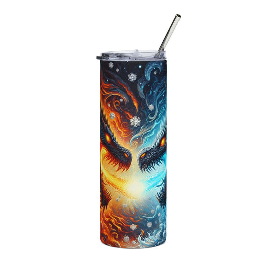 Fire and Ice Dragon Stainless Steel Tumbler | 20oz Travel Mug | Perfect for Fantasy Fans, Gift for Her, Adventurous Drinkware