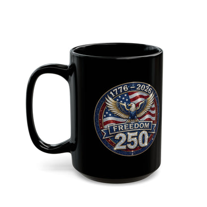 Freedom 250 Sparkle Emblem 11oz or 15oz Black Mug