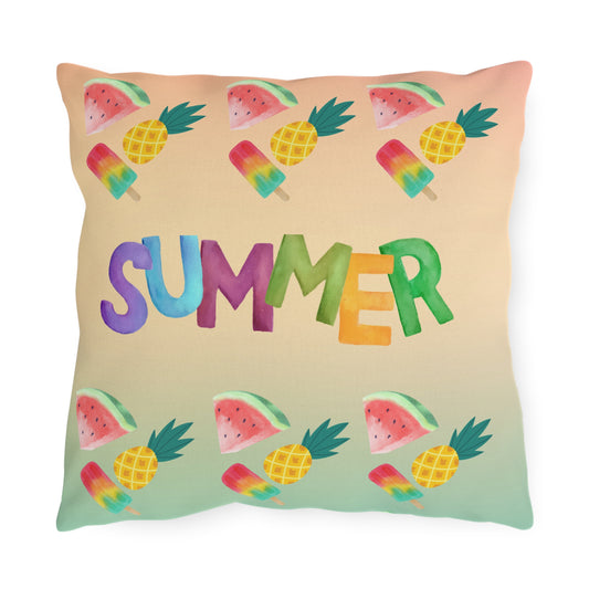 Watermelon and Pineapple Outdoor Pillow Colorful Summer Outdoor Pillows, Summer Decor, Tropical Throw Pillows, Patio Cushion, Pineapple and Watermelon Pillow, Beach House Accent