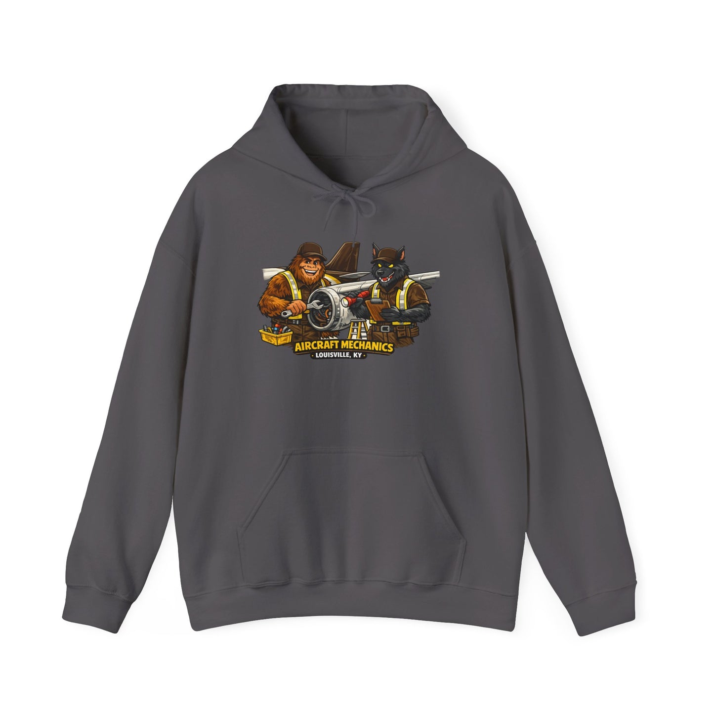 Aviation Mechanics Hoodie — Vintage Airplane Crew Pullover (Aircraft Mechanics, Engine Repair)