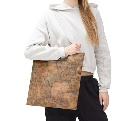 Vintage United States Map Tote Bag  Distressed Antique World Map All-Over Print Tote