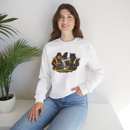 Aircraft Mechanics Crewneck Sweatshirt — Vintage Plane Techs Graphic