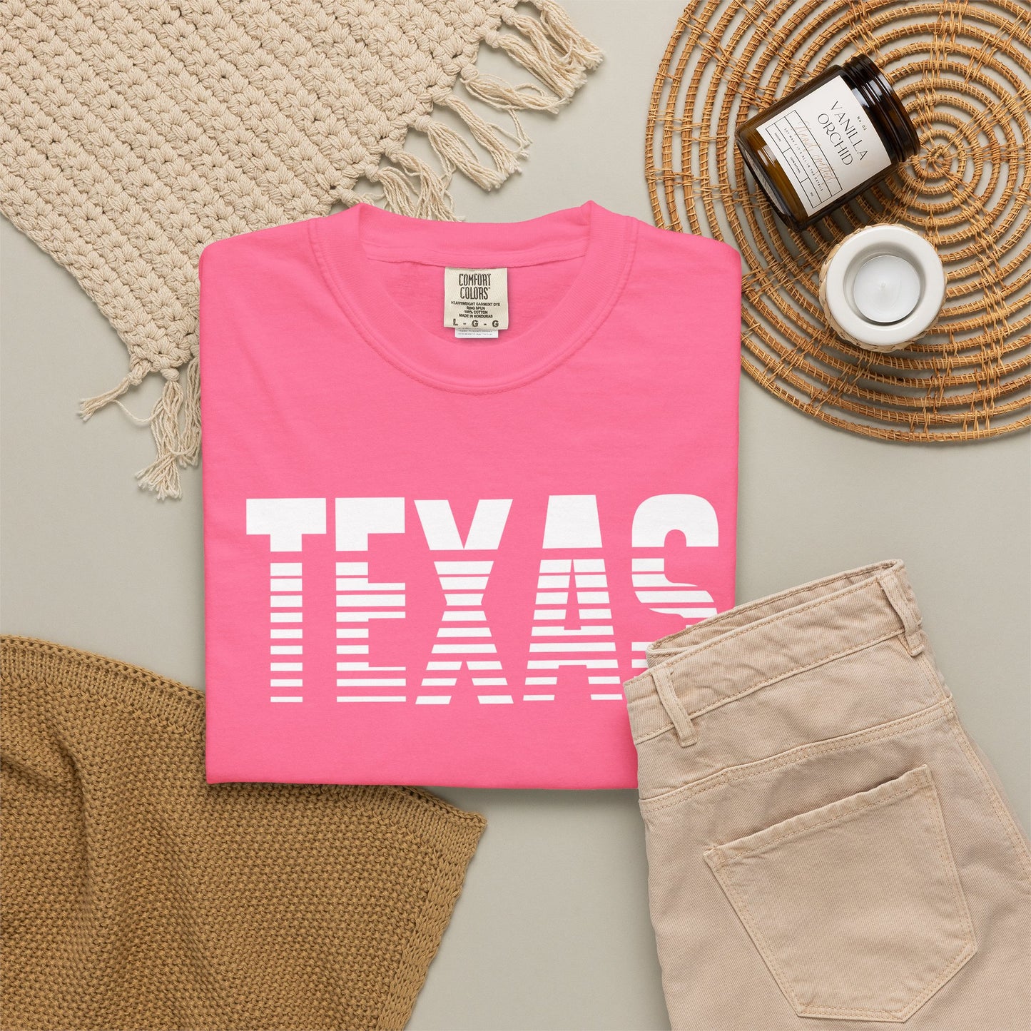 Texas Graphic T-Shirt – Retro Striped TEXAS Design, State Pride Tee