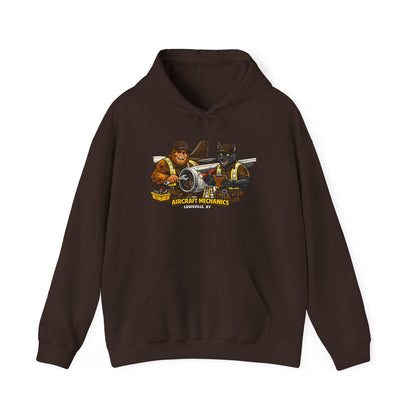 Aviation Mechanics Hoodie — Vintage Airplane Crew Pullover (Aircraft Mechanics, Engine Repair)