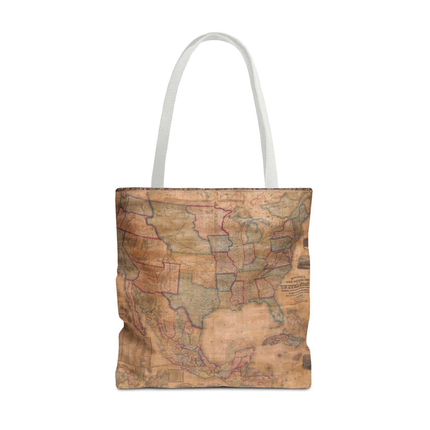 Vintage United States Map Tote Bag  Distressed Antique World Map All-Over Print Tote