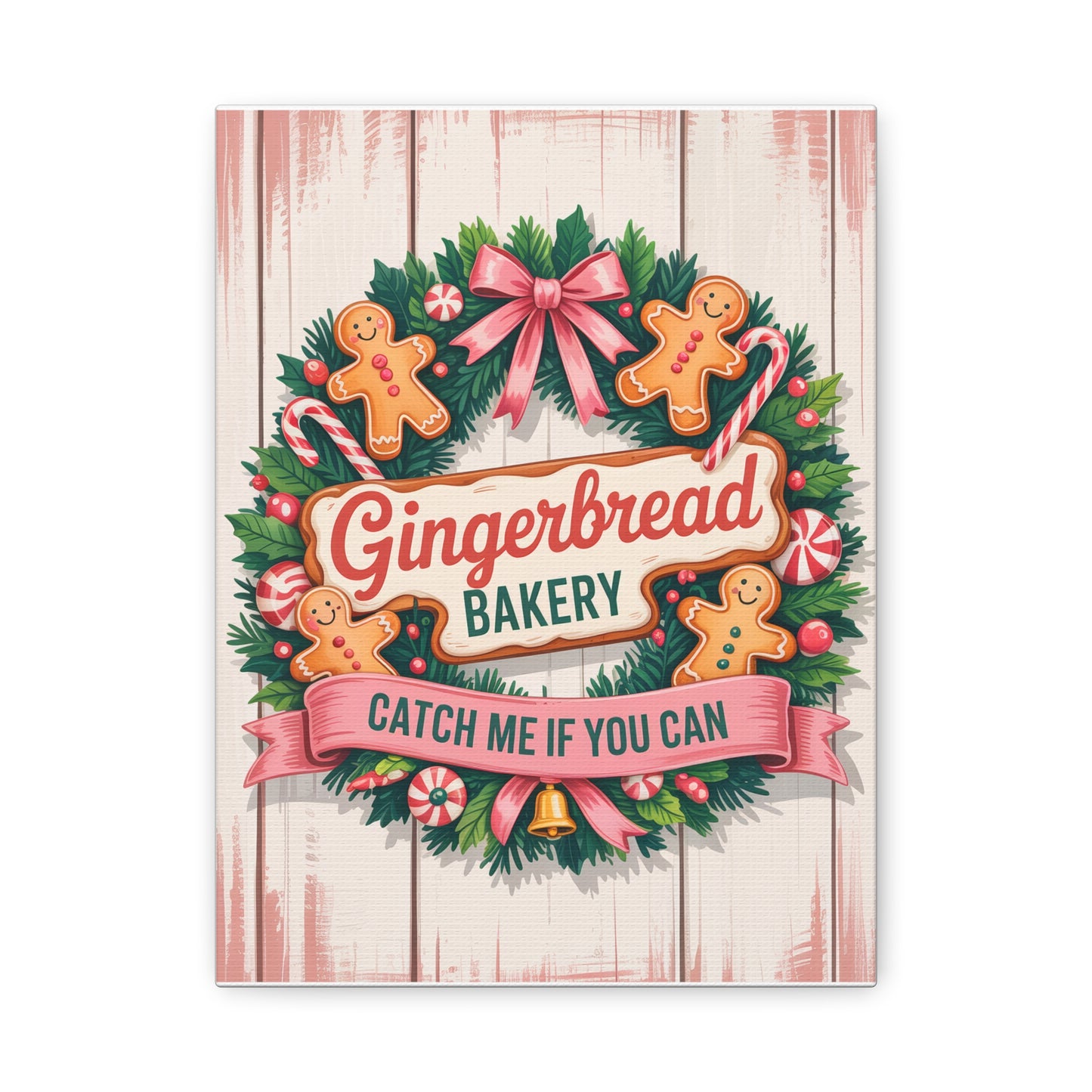 Gingerbread Bakery Holiday Canvas - "Catch Me If You Can" Christmas Wall Art