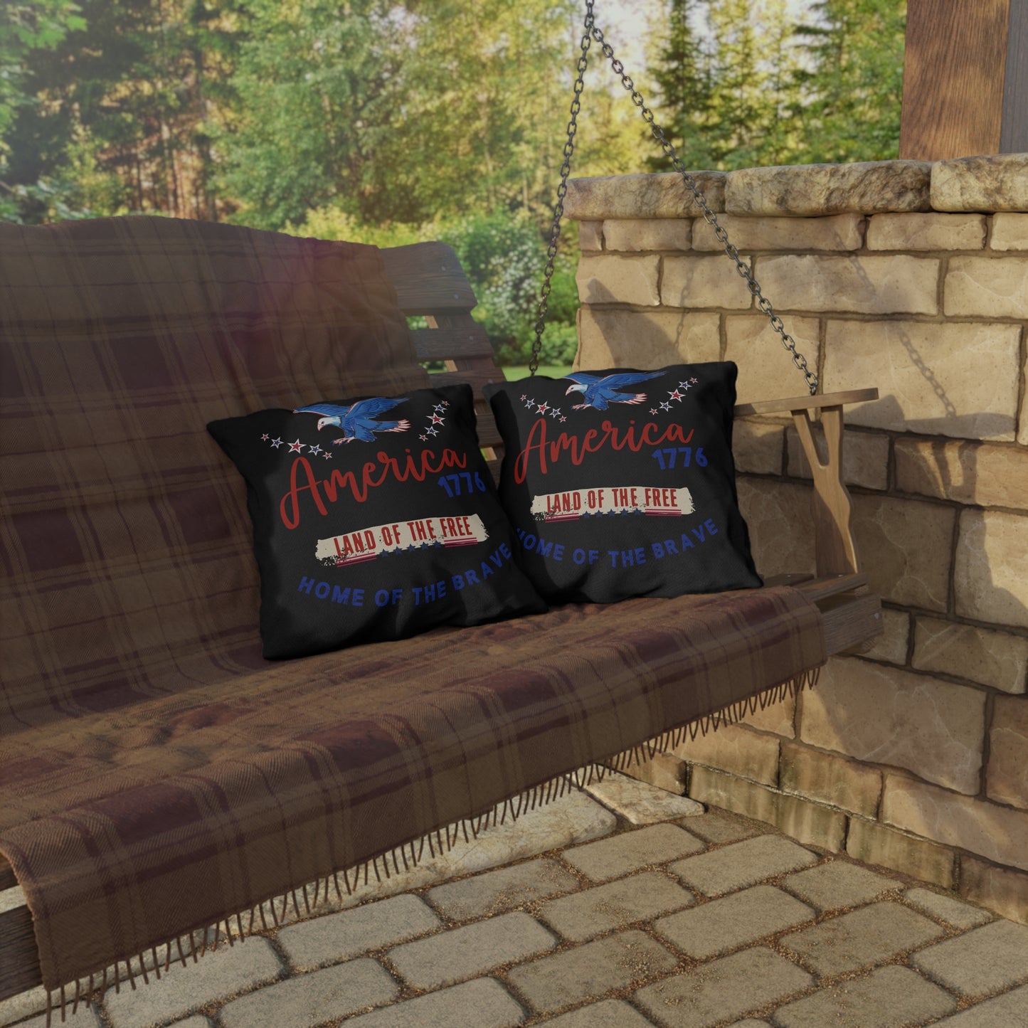 American Pride Outdoor Pillows | Patriotic Decor for Fourth of July, Memorial Day, BBQs, or Home Decor