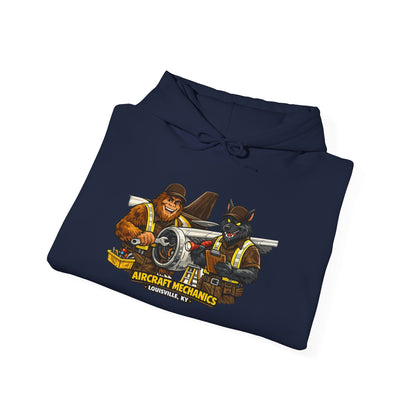 Aviation Mechanics Hoodie — Vintage Airplane Crew Pullover (Aircraft Mechanics, Engine Repair)