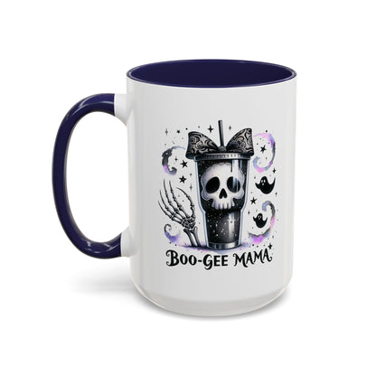 Boo-Gee Mama Spooky Halloween Coffee Mug, Boo-Gee Mama Drinkware, Cute Skeleton Mug, Witchy Gift for Moms, Unique Coffee Cup