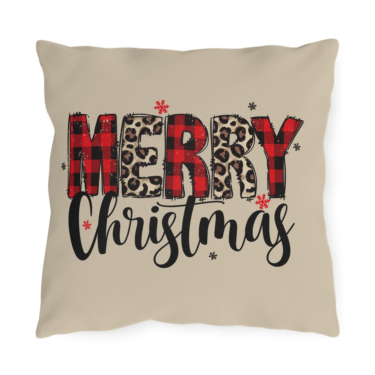 Merry Christmas Buffalo Plaid & Leopard indoor - Outdoor Pillow