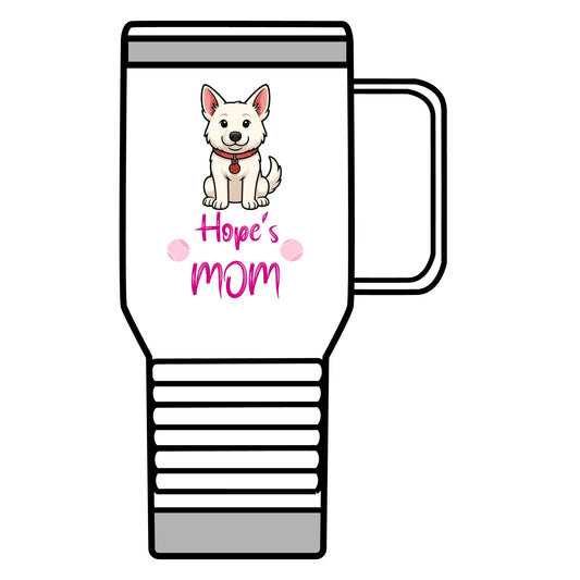 White German Shepherd Personalized Dog Mom Travel Mug, 20oz Coffee Cup, Pet Lover Gift, Mother's Day Mug, Dog Lover Accessories, Cute Pet Travel Mug