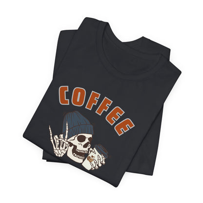 Cute Skeleton T-Shirt Coffee Before Talkie Skull Tee - Unisex Jersey Short Sleeve Shirt, Funny Coffee Lover Gift, Casual Wear, Relaxed Fit, Gift for Friends