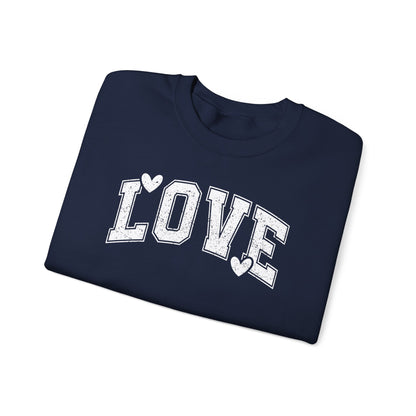 Love Heart Crewneck Sweatshirt Cozy Valentine Everyday Romance Pullover