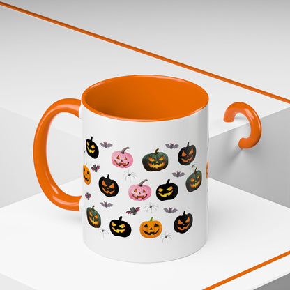 Spooky Pumpkin Accent Coffee Mug - Halloween Decor, Autumn Gift, Fall Kitchenware, Unique Coffee Cup, Trick or Treat