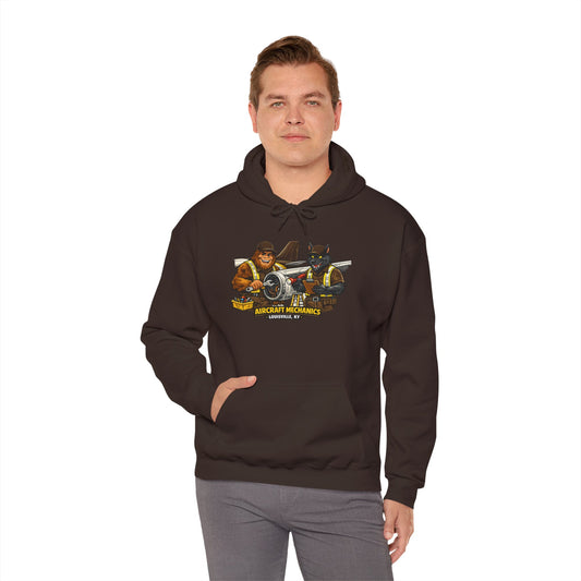 Aviation Mechanics Hoodie — Vintage Airplane Crew Pullover (Aircraft Mechanics, Engine Repair)