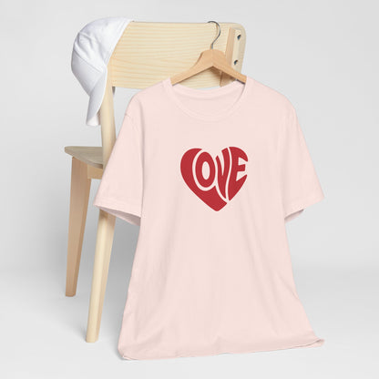 Love Heart T‑Shirt — Retro Red Heart 'LOVE' Graphic Tee