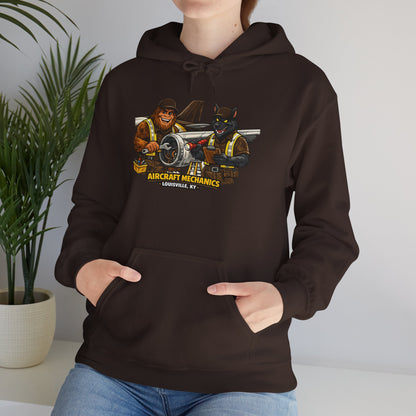 Aviation Mechanics Hoodie — Vintage Airplane Crew Pullover (Aircraft Mechanics, Engine Repair)