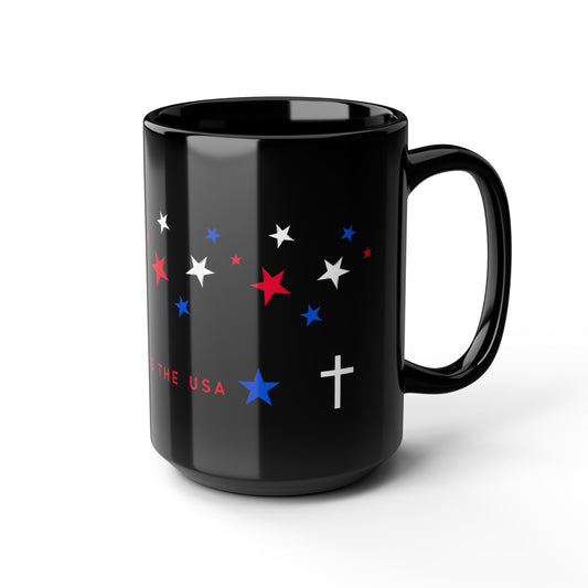 Patriotic Coffee Mug - God Bless the USA, Star-Spangled, 4th of July Gift, Christian Mug, Red White Blue Decor, Veteran Appreciation
