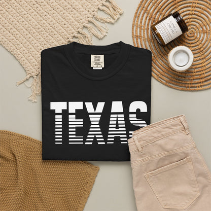 Texas Graphic T-Shirt – Retro Striped TEXAS Design, State Pride Tee