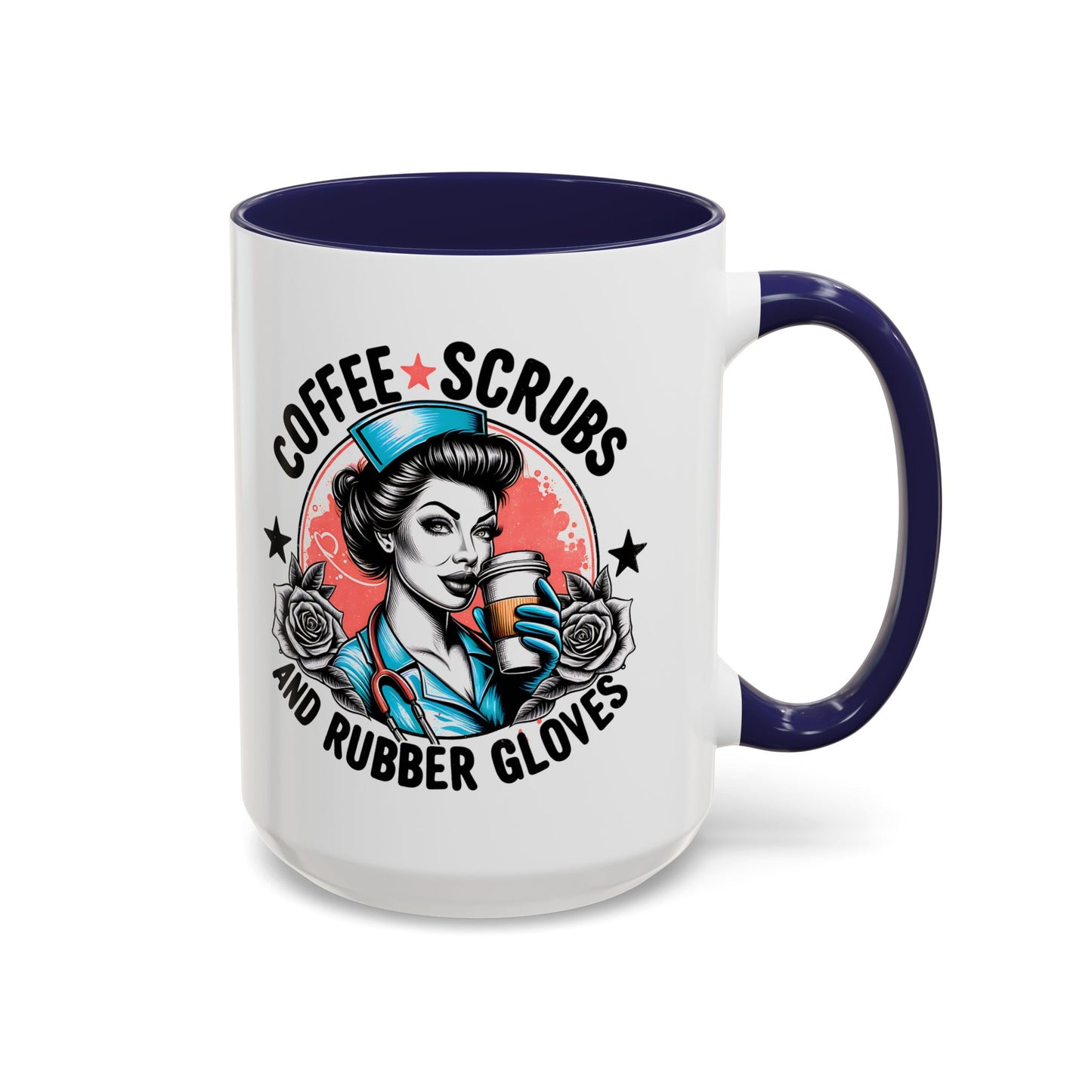 Coffee Scrubs and Rubber Gloves Coffee Lover's Accent Mug: Perfect for Nurses, Gifts for Healthcare Workers, Funny Medical Gifts, Kitchen Decor, Unique Coffee Mugs