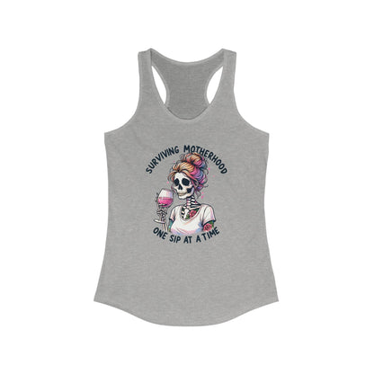 Surviving Motherhood Skeleton Racerback Tank, Funny Mom Gift, Workout Top, Summer Tee, Casual Wear, Gifts for New Moms