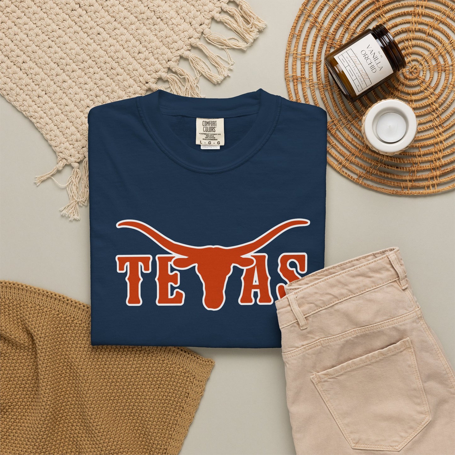 Texas Longhorns Graphic T-Shirt — Burnt Orange "TEXAS" with Longhorn Logo