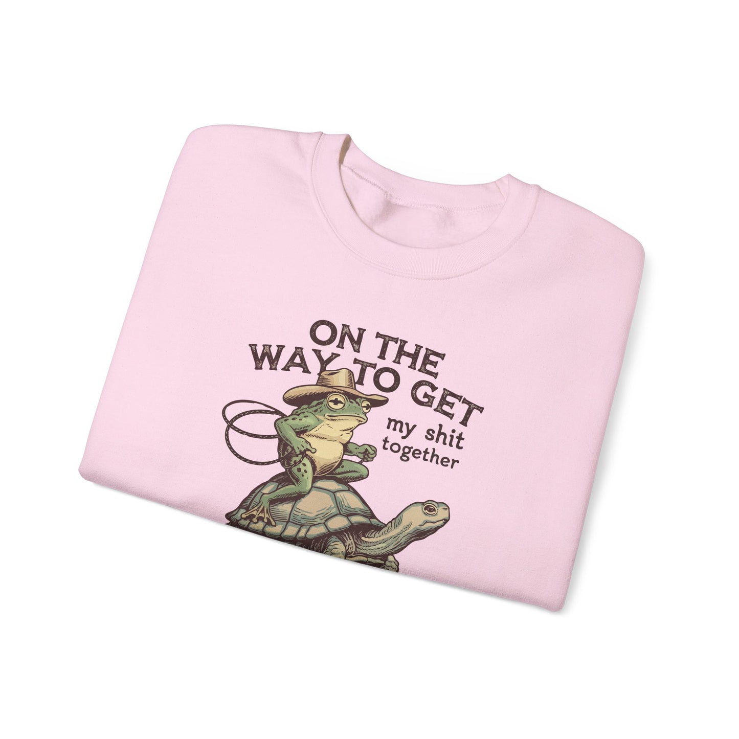 On the Way to Get My Sh*t Together Frog and Turtle Graphic Crewneck Sweatshirt