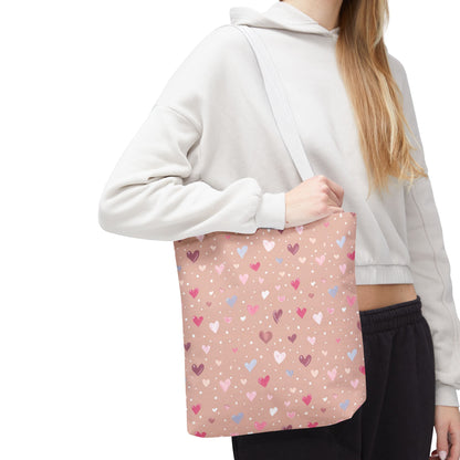 Pink Blush Heart Pattern Tote Bag