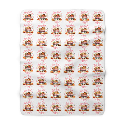 Hay Girl Hay Cozy Sherpa Fleece Blanket Gift for Country Girl Perfect for Winter Comfort, Home Decor, Gifts, Warm & Soft Throw