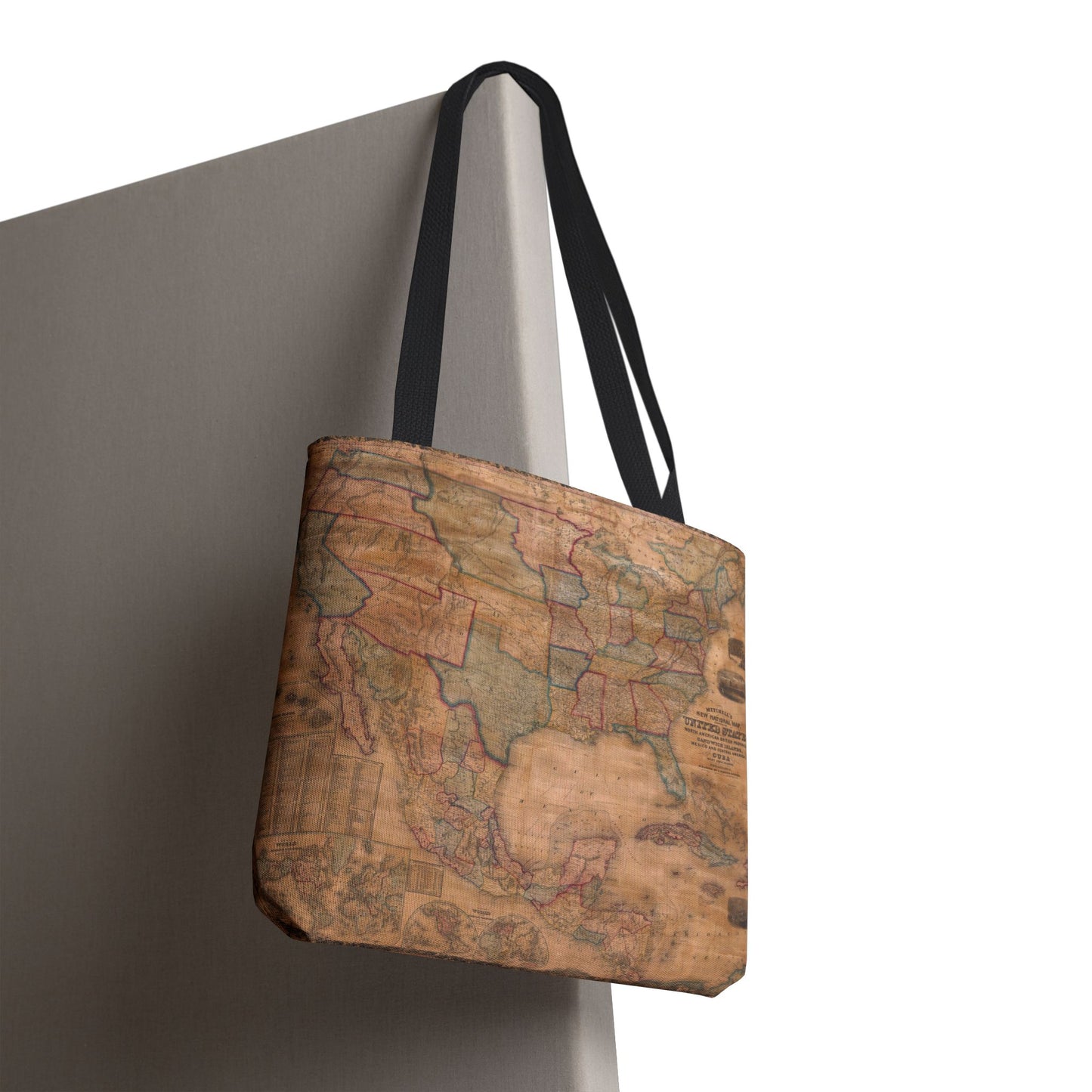 Vintage United States Map Tote Bag  Distressed Antique World Map All-Over Print Tote