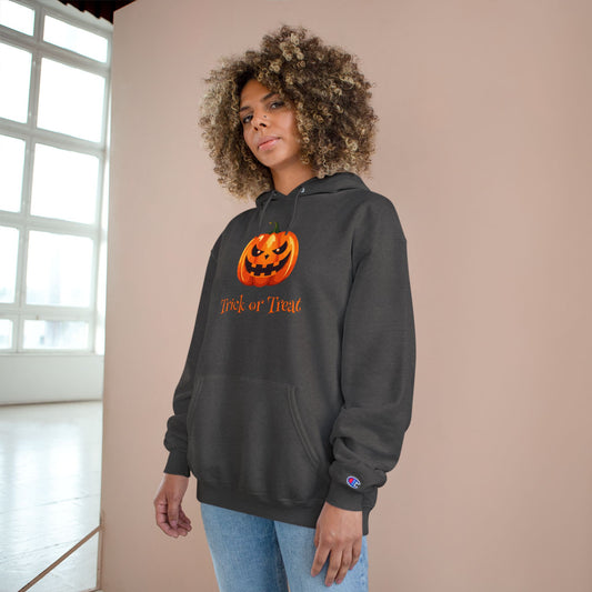 Trick or Treat Halloween Pumpkin Champion Hoodie, Trick or Treat Sweatshirt, Fall Fashion, Cozy Layering, Halloween Costume, Spooky Season