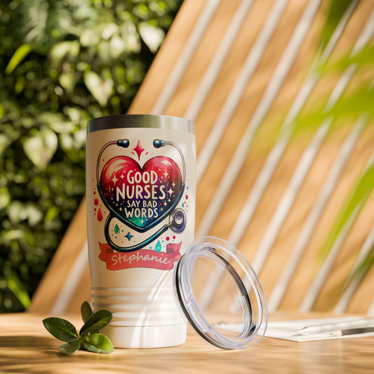 Good Nurses Say Bad Words 20 oz Tumbler Customizable Nurse Tumbler, Nursing Gift, Hospital Humor Mug, Ringneck Tumbler, 20oz, Good Nurses Say Bad Words, Custom Drinkware