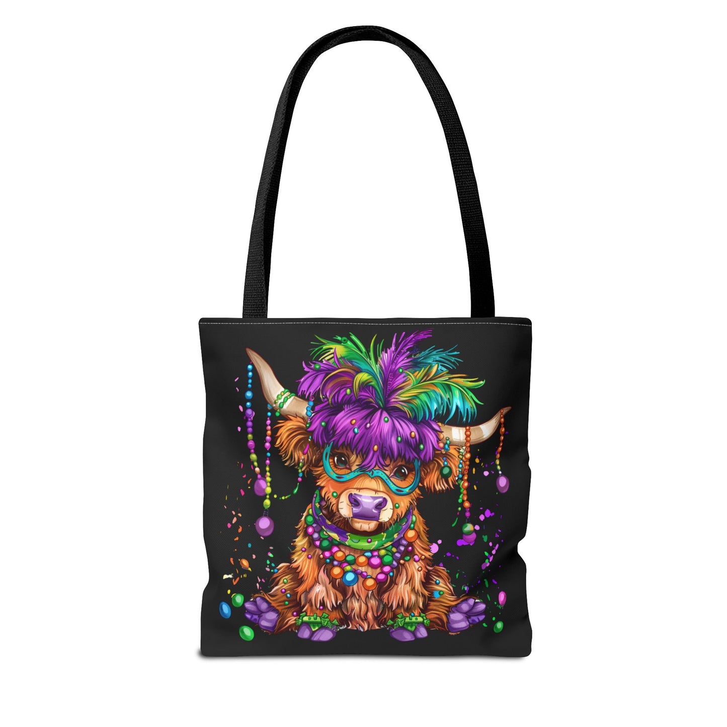 Mardi Gras Highland Cow Tote