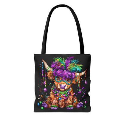 Mardi Gras Highland Cow Tote