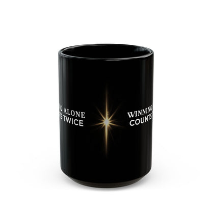 Winning Alone Counts Twice 15oz  Black Coffee Mug