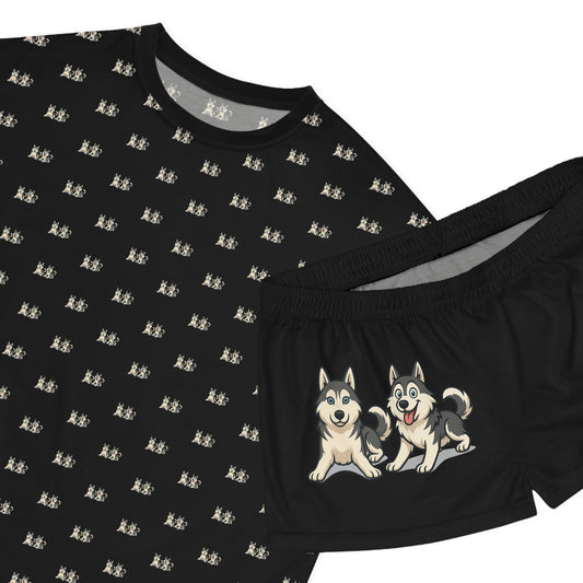 Husky Cozy Women's Pajama Set with Playful Dog Design, Cute Sleepwear, Pet Lover Gift, Relaxation Outfit, Perfect for Lounging