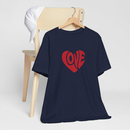Love Heart T‑Shirt — Retro Red Heart 'LOVE' Graphic Tee
