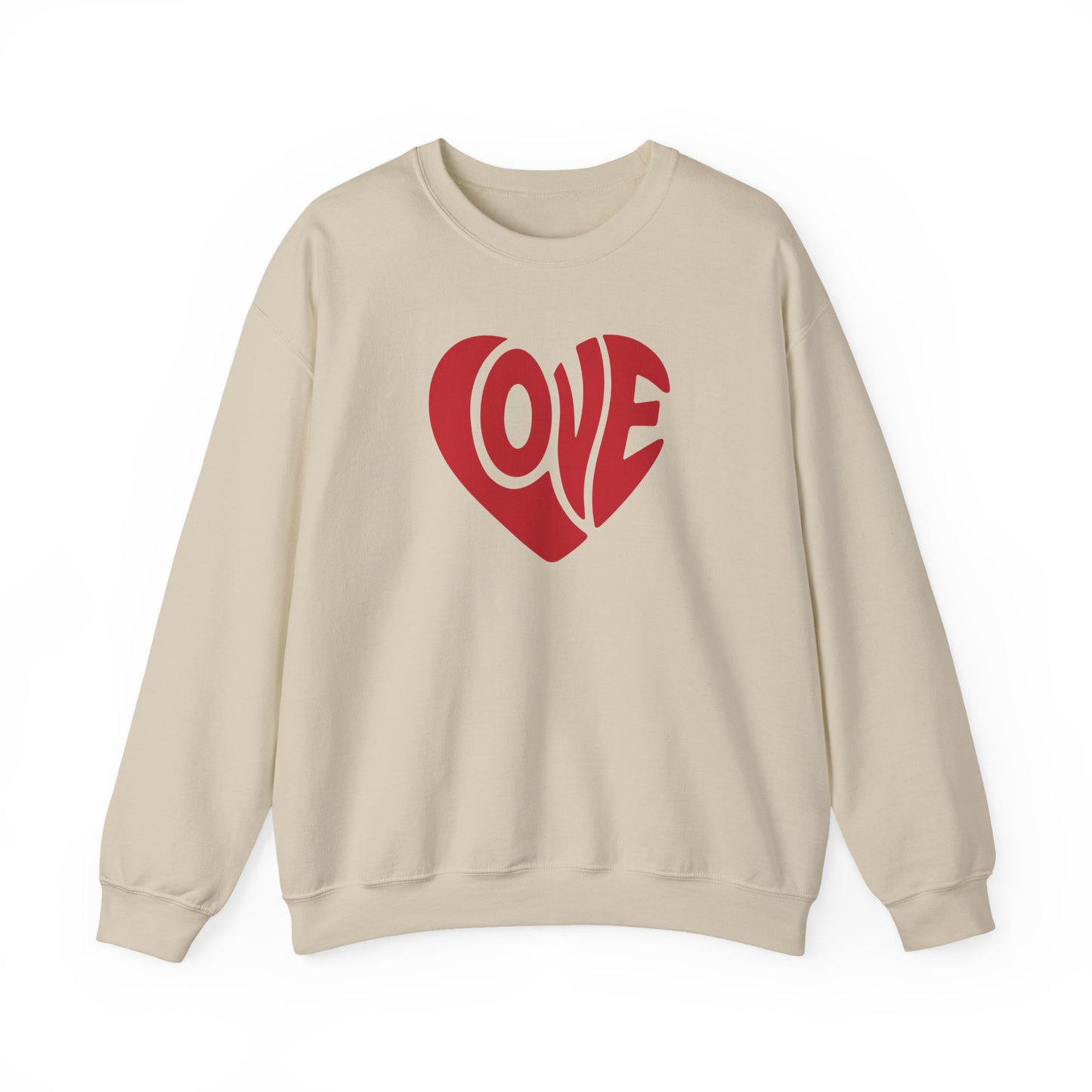 Love Heart Crewneck Sweatshirt — Retro Red Valentine Pullover