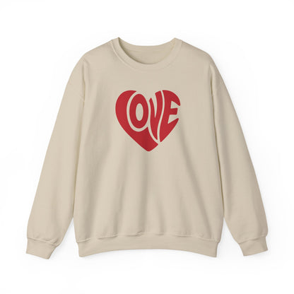 Love Heart Crewneck Sweatshirt — Retro Red Valentine Pullover