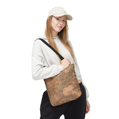 Vintage United States Map Tote Bag  Distressed Antique World Map All-Over Print Tote