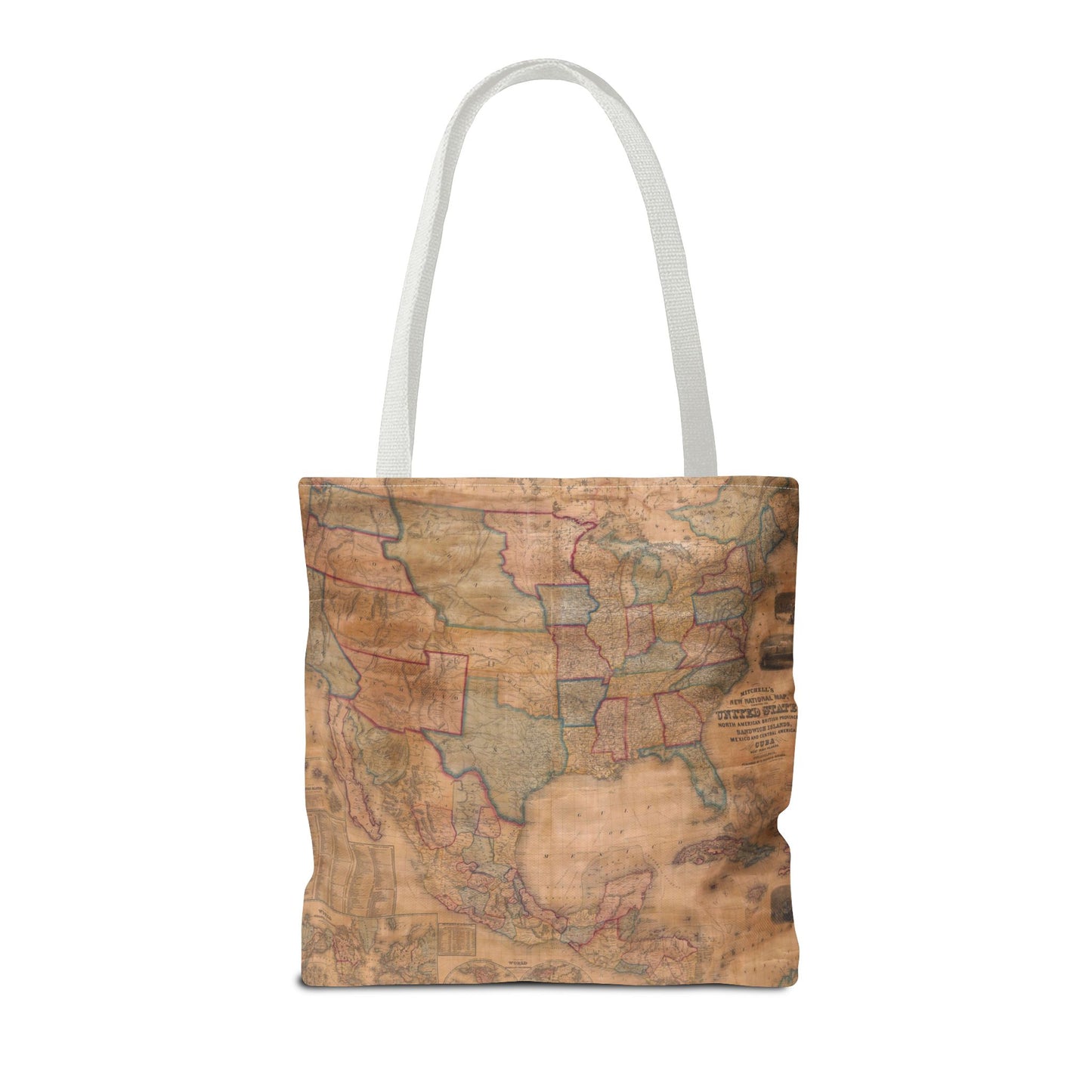 Vintage United States Map Tote Bag  Distressed Antique World Map All-Over Print Tote