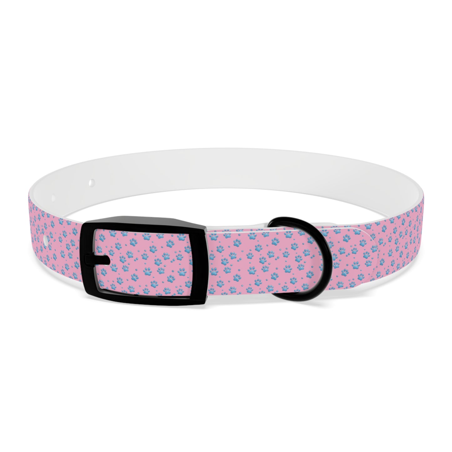 Pink Floral Paw Print Dog Collar — Cute Small Dog Collar for Puppies & Adults