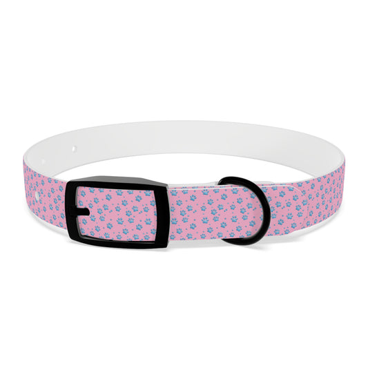 Pink Floral Paw Print Dog Collar — Cute Small Dog Collar for Puppies & Adults
