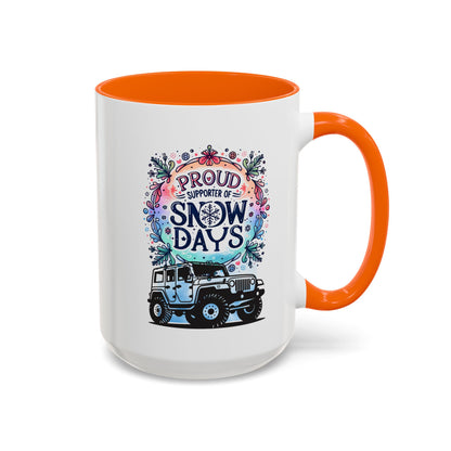 JEEP Coffee Mug Proud Supporter of Snow Days Jeep Coffee Mug, Accent Mug for Jeep Lovers, Winter Beverage Cup, Holiday Gift Idea, Fun Travel Mug