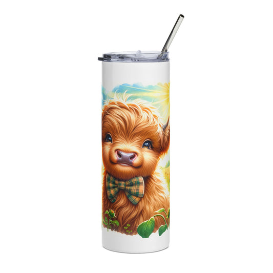 Whimsical Highland Cow Stainless Steel Tumbler | Cute Farm Animal Travel Mug | Gift for Animal Lovers, Mother's Day, Birthday, Summer Picnic