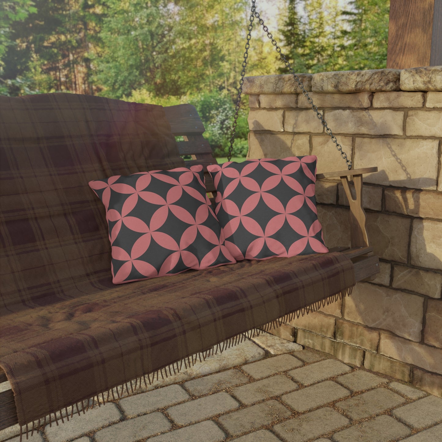 Stylish Outdoor Throw Pillow with Geometric Design