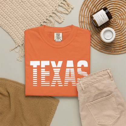 Texas Graphic T-Shirt – Retro Striped TEXAS Design, State Pride Tee